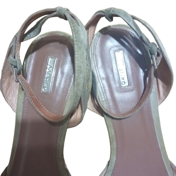 Green Patent Leather Block Heel Ankle Strap Sandal - Picture 7 of 10